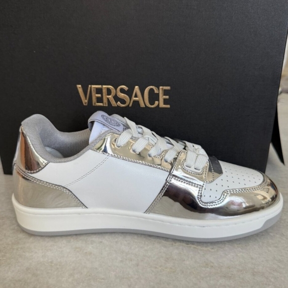 Versace MedusaMensLeather White/Silver Sneakers 11 US EU (44 - Picture 3 of 10
